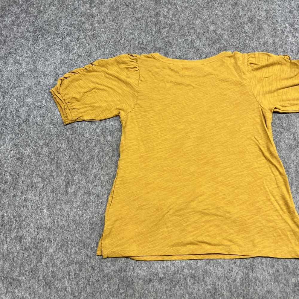 Maeve Shirt Womens XS Yellow Puff Sleeve Ruffle Tee Top Anthropologie Cotton - Picture 12 of 15